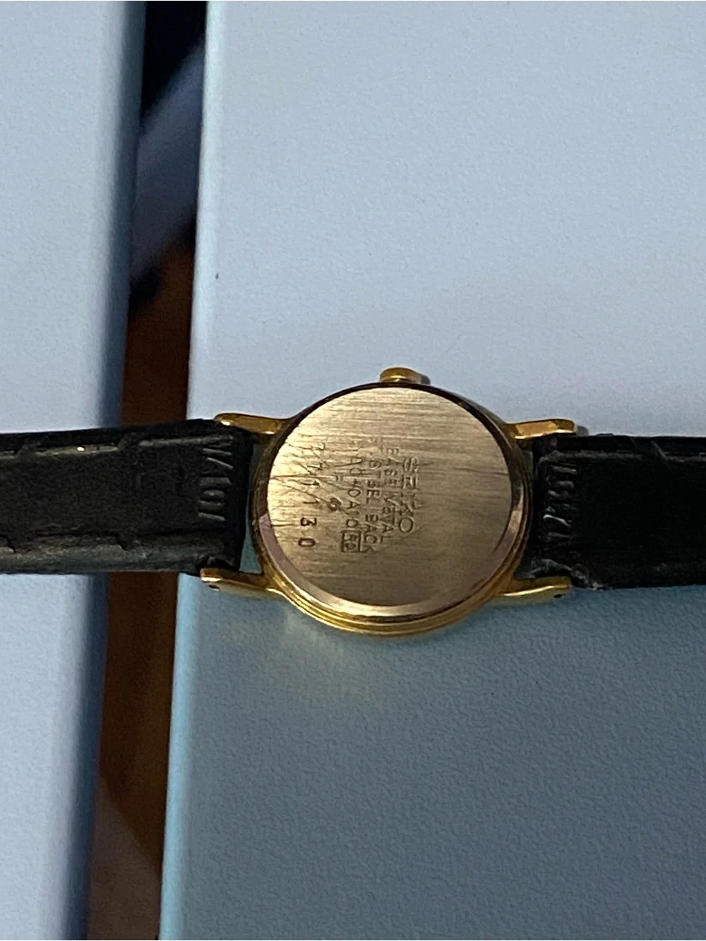 Seiko Women’s Vintage Quartz Watch Analog Black Leather Band